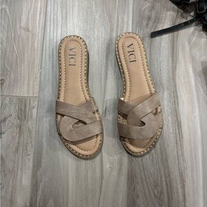 Vici Women's Beige Slide Sandals